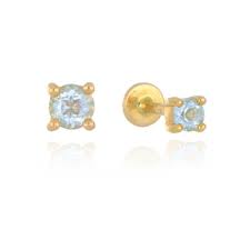 [V4788 Studs Gemstone XS] V4788, Earrings Silver 925, Aquamarine