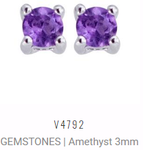 [V4792 Studs Gemstone XS] V4792, Earrings Silver 925, Brazil Amethyst