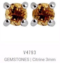 [V4793 Studs Gemstone XS] V4793, Earrings Silver 925, Citrine