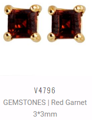 [V4796 Studs Gemstone S] V4796, Earrings Silver 925, Garnet