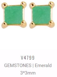 [V4799 Studs Gemstone S] V4799, Earrings Silver 925, Emerald