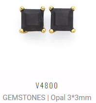 [V4800 Studs Gemstone S] V4800, Earrings Silver 925, Black Sapphire