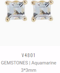 [V4801 Studs Gemstone S] V4801, Earrings Silver 925, Aquamarine