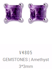 [V4805 Studs Gemstone S] V4805, Earrings Silver 925, Brazil Amethyst
