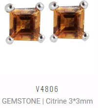[V4806 Studs Gemstone S] V4806, Earrings Silver 925, Citrine
