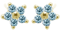 [V5188 Studs Gemstone Daisy] V5188, Earrings Silver 925, Aquamarine