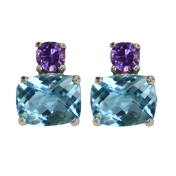 [V5266 Gemstone] V5266, Earrings Silver 925, Amethyst, Sky Blue Topaz