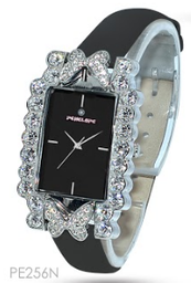 [PE256N Watches] PE256N, Watches S. Steel Quartz,  Steel case,  crystal,  MOP dial,  black leather strap 