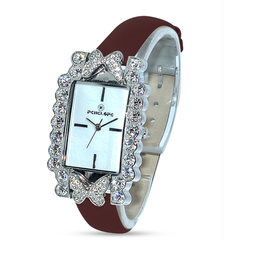 [PE256B Watches] PE256B, Watches S. Steel Quartz,  Steel case,  crystal,  MOP dial,  brown leather strap 