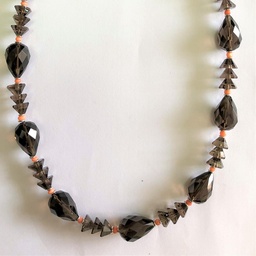 [N5636 Fantasy] N5636,Necklace,Silver 925,Smoku Quartz,Coral 