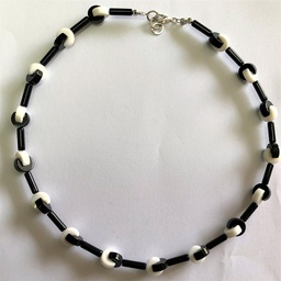 [N5656 Fantasy] N5656,Necklace,Silver925,White onix,Black Onyx 