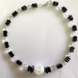 [N5653 Fantasy] N5653,Necklace,Silver925,Onyx,White Crystal 