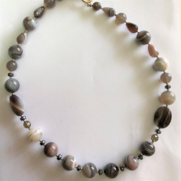 [N5780 Fantasy] N5780,Necklace,Silver925,Hematite,Smoky quartz,Agate 
