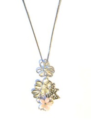 [N3286 Silver & Stones] N3286 Necklaces Silver Markasite and MOP 