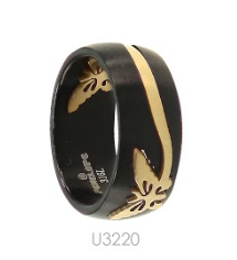 [U3220 Stainless Steel] U3220, Ring S. Steel 316L,  Black & Gold Plated,  Men's Collection
