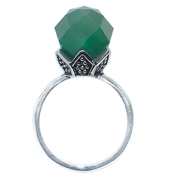 [U3180 Stainless Steel] U3180, Ring S. Steel 316L,  Faced Green Agata