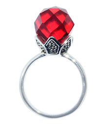 [U3179 Stainless Steel] U3179, Ring S. Steel 316L,  Faced Red Crystal
