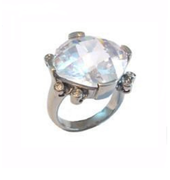 [U3157 Stainless Steel] U3157, Ring S. Steel 316L,  White Zircone