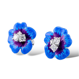 [V5751 Art Nouveau] V5751, Earring, 925 Sterling Silver, Cubic Zirconia. Enamel 