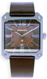 [PE235B Watches] PE235B, Watches S. Steel Quartz,  Steel case,  brown leather strap 