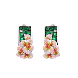 [V5734 Art Nouveau] V5734,Earring,925 Sterling Silver,Cubic Zirconia,Enamel