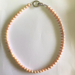 [N5633 Fantasy] New,  Necklace,  Silver 925,  Cream FWP,  Cubic Zircon  