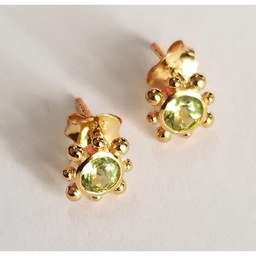 [V5872 Studs Gemstone Margarita] V5872,  Silver 925,  Peridot,  Gold Plated 0.5mic 18K 
