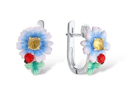 [V5538 Art Nouveau] Earrings Silver 925,Enamel