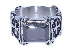 [U3217 Stainless Steel] U3217, Ring S. Steel 316L,  Black Crystal,  Men's Collection