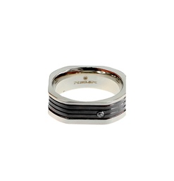[U2962 Men's Collection] U2962, Ring S. Steel 316L,  Black Plated,  White Zircone,  Men's Collection