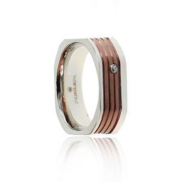 [U2961 Men's Collection] U2961, Ring S. Steel 316L,  Brown Plated,  White Zircone,  Men's Collection