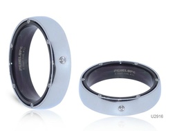 [U2916 Men's Collection] U2916, Ring S. Steel 316L,  IPB,  Crystal