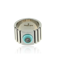 [U3182 Stainless Steel] U3182, Ring S. Steel 316L,  Tourquise,  White Crystal,  S. Steel Collection