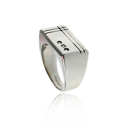 [U1143 Men's Collection] U1143, Ring S. Steel 316L,  Zircon,  Men's Collection