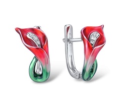 [V5752 Art Nouveau] V5752, Earring ,925 Sterling Silver, Cubic Zirconia, Enamel 