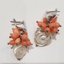[V5603 Fantasy] Earrings Silver 925,MOP,Coral