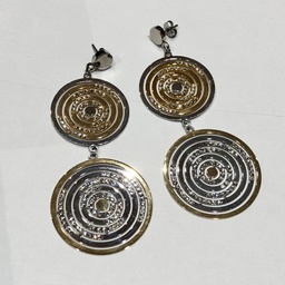 [V3690 Stainless Steel ] V3690, Earrings S.Steel 316L,  IPGold,  Crystal