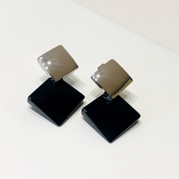 [V3947 Stainless Steel ] V3947, Earrings S.Steel Black Onyx