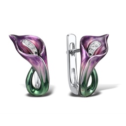 [V5753 Art Nouveau] V5753, Earring ,925 Sterling Silver,Cubic Zirconia.Enamel 