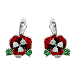 [V5465 Art Nouveau] V5465, Earrings Silver 925, Cubic Zirconia, Enamel