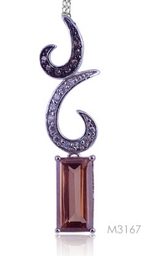 [M3167 Classics] M3167, Pendant Silver. 925,  Cubic Zircone,  Brown Crystal,  Simplicity Collection