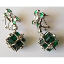 [V5818 Classics] V5818 Earring Silver 925, Green Stone Cubic Zirconia