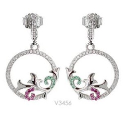 [V3456 Classics] V3456, Earrings Silver. 925 Cubic Zircon & Micro Pave, Simplicity Collection