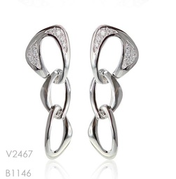 [V2467 Classics] V2467, Earrings Silver 925, Crystal Zircon, Simplicity Collection
