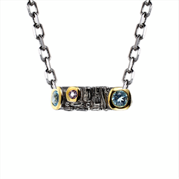 [N5265 Garden of Babylon] N5265, Necklace Silver 925,  Swiss Blue Topaz,  Amethyst,  Hand Made