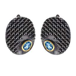 [V5330 Garden of Babylon] V5330, Earrings Silver 925,  Swiss Blue Topaz,  Hand Made