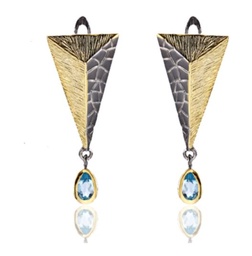 [V5329 Garden of Babylon] V5329, Earrings Silver 925,  Swiss blue Topaz,  Hand Made