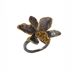 U3701, Ring Silver 925,  Citrine,  Gold&Black plated,  Hand Made