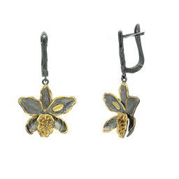 [V4593 Garden of Babylon] V4593, Earrings Silver 925, Citrine, Gold&Black plated, Hand Made
