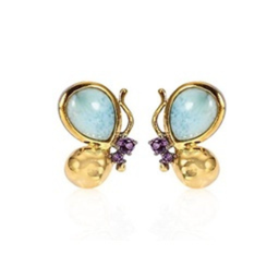 [V4629 Garden of Babylon] V4629, Earrings Silver 925,  Larimar,  Amethyst,  IPGold,  IPBlack,  Hand Made